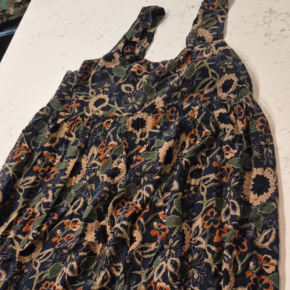 NATURAL LIFE Navy Floral Print Dress with Green & Tan Accents - Picture 2 of 8